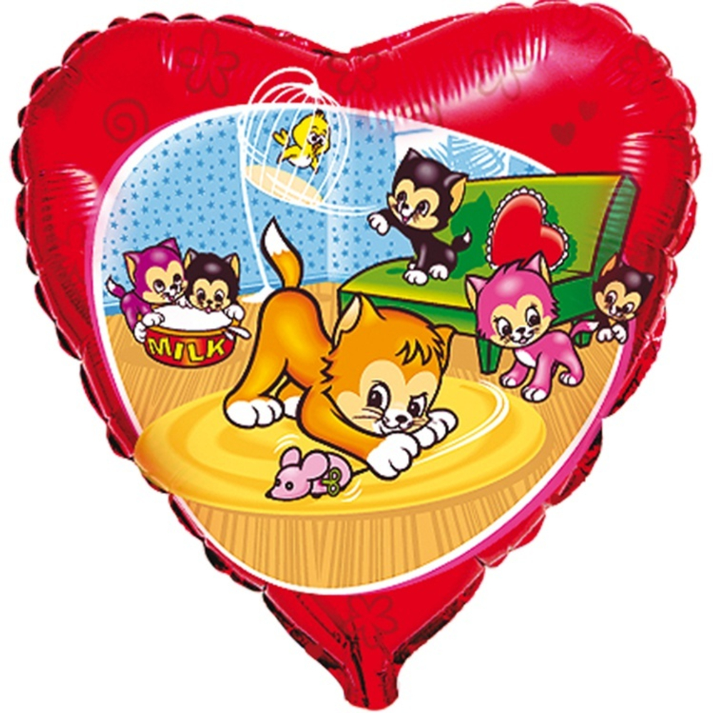 Ф 18" Сердце Веселые котята