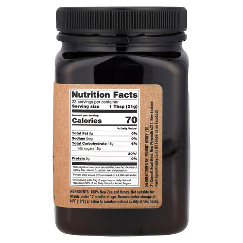 Egmont Honey, Многоцветковый мед манука, сырой и непастеризованный, MGO 100+, 17,6 унций (500 г)