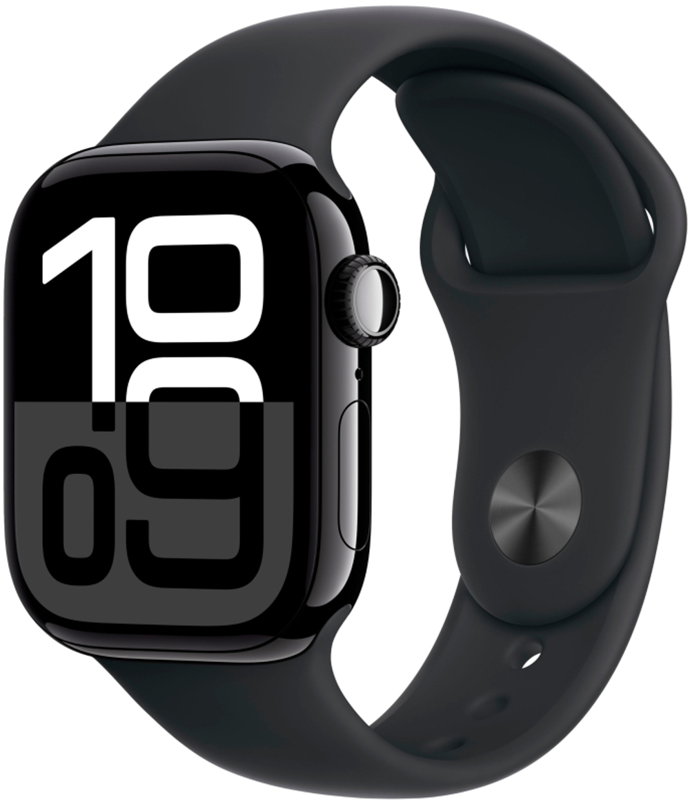 Apple Watch Series 10, 46 мм, алюминий цвета «Чёрный оникс», спортивный ремешок