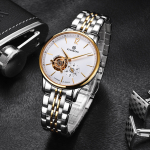 STARKING Automatic Mechanical Movement Stainless Steel Watchband Watch Unisex White Dial