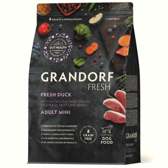 Сухой корм GRANDORF FRESH DOG Duck MINI утка с бататом для взрослых собак мелких пород, диетическая формула для особо аллергичных собак 3кг