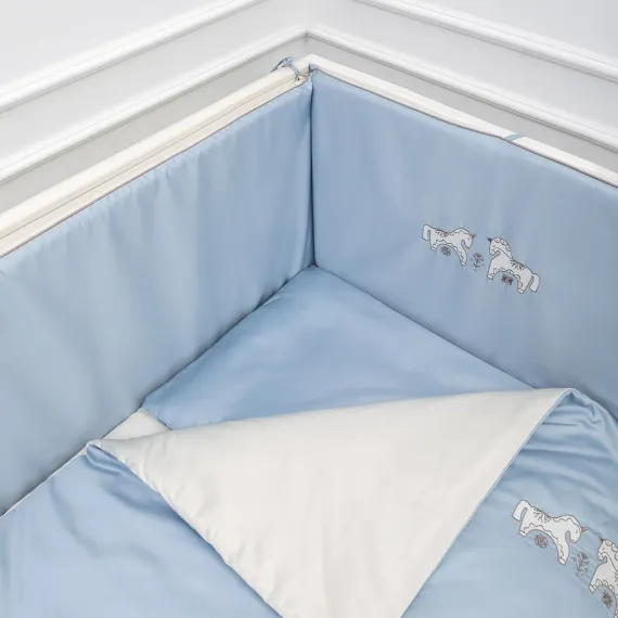 Комплект постельного белья Lollycottons Коники-сны 6 предметов, Голубой