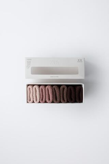 ZARA НАБОР ИЗ ЧЕТЫРЕХ ПАР НОСКОВ В КОРОБКЕ, КОРИЧНЕВЫЙ