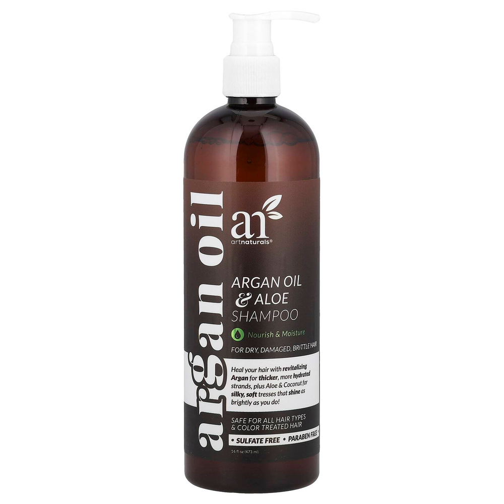 artnaturals, шампунь с аргановым маслом и алоэ, для сухих, поврежденных, ломких волос, 473 мл (16 жидк. унций)