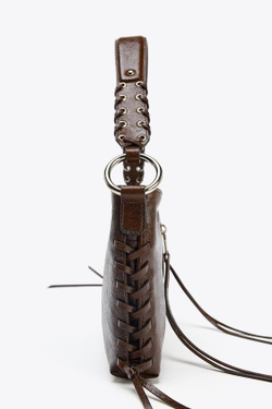 ZARA СУМКА С ПЛЕЧЕВЫМ РЕМНЕМ И МОЛНИЯМИ, ШОКОЛАДНЫЙ