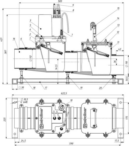 Канализационный затвор с электроприводом ТП-85.100-КЗЕ 101200072