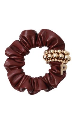 Кожаная резинка бордового цвета