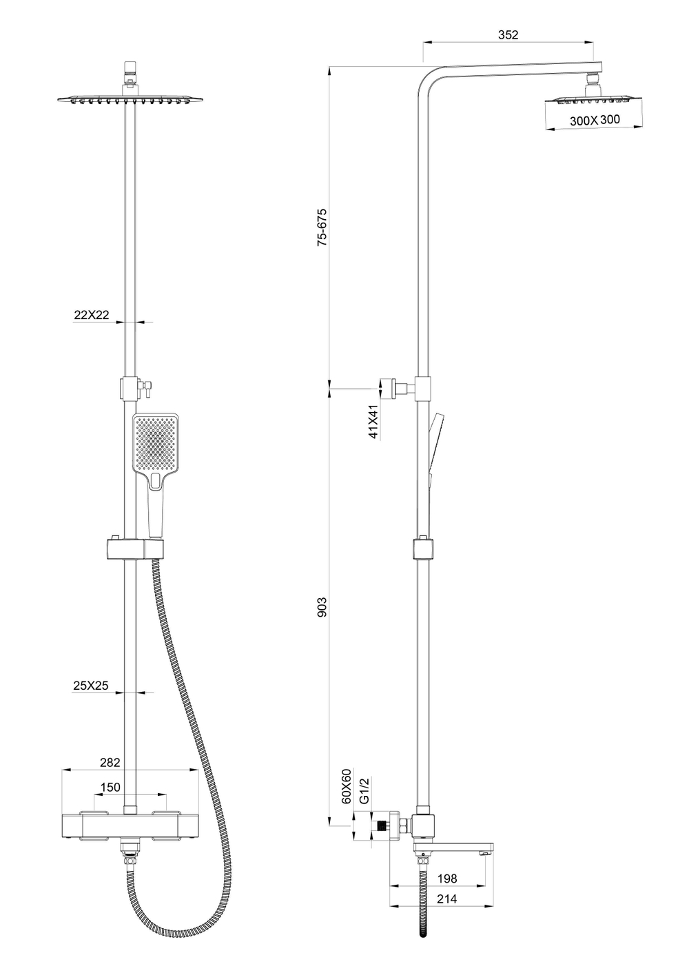Душевая система с термостатом WONZON & WOGHAND, Черный матовый (WW-88739901-MB)
