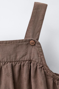 ZARA КОМБИНЕЗОН С КРУЖЕВНОЙ ВЫШИВКОЙ, КОРИЧНЕВЫЙ