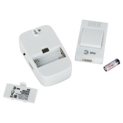 Звонок дверной ЭРА A02 беспроводной аналоговый белый с оранжевым 32 мелодии