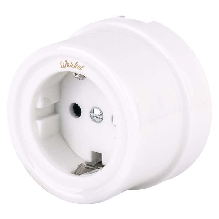 Розетка с заземлением Werkel Ретро белый W5671001 4690389166792
