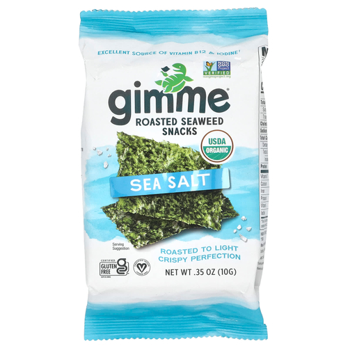 gimMe, Премиальные жареные водоросли, морская соль, 10 г (0,35 унции)