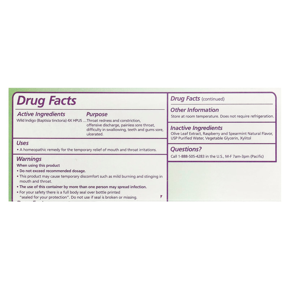 Seagate, спрей для горла из листьев оливы, с мятой и малиной, 30 мл (1 жидк. унция)