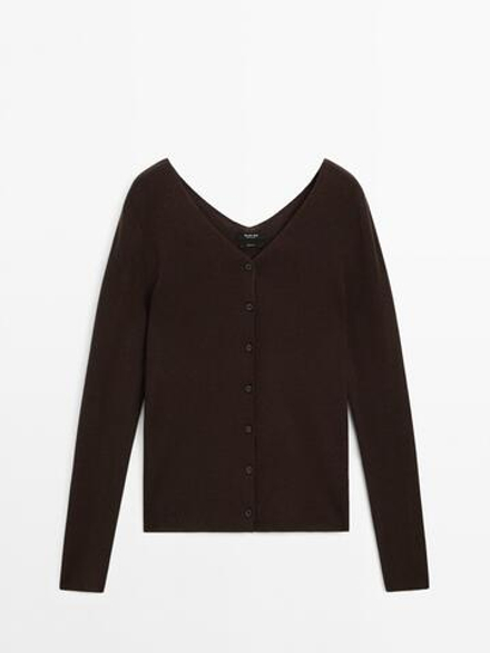 Massimo Dutti Кардиган с V-образным вырезом, бордо