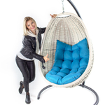 Кресло-кокон подвесной напольный Желтый с Светло-бежевой подушкой (Комплект)