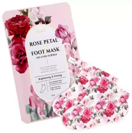 Питательная маска-носочки для ног с экстрактом розы Koelf  Rose petal satin foot mask