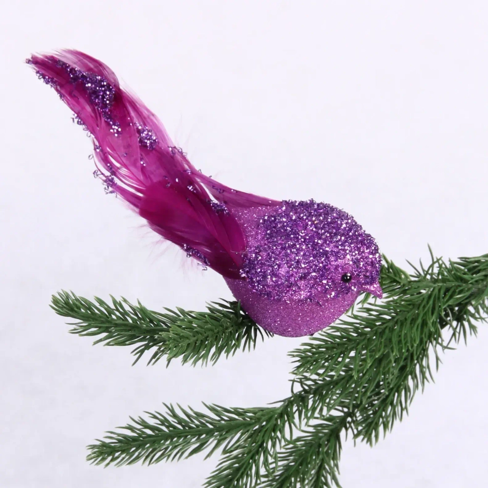 Украшение новогоднее «Сказочная птица» 5*7*18 см, Фиолетовый