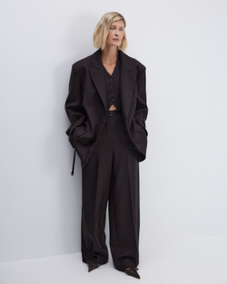 Брюки с регулируемым хлястиком из шерсти Гуччи горький шоколад