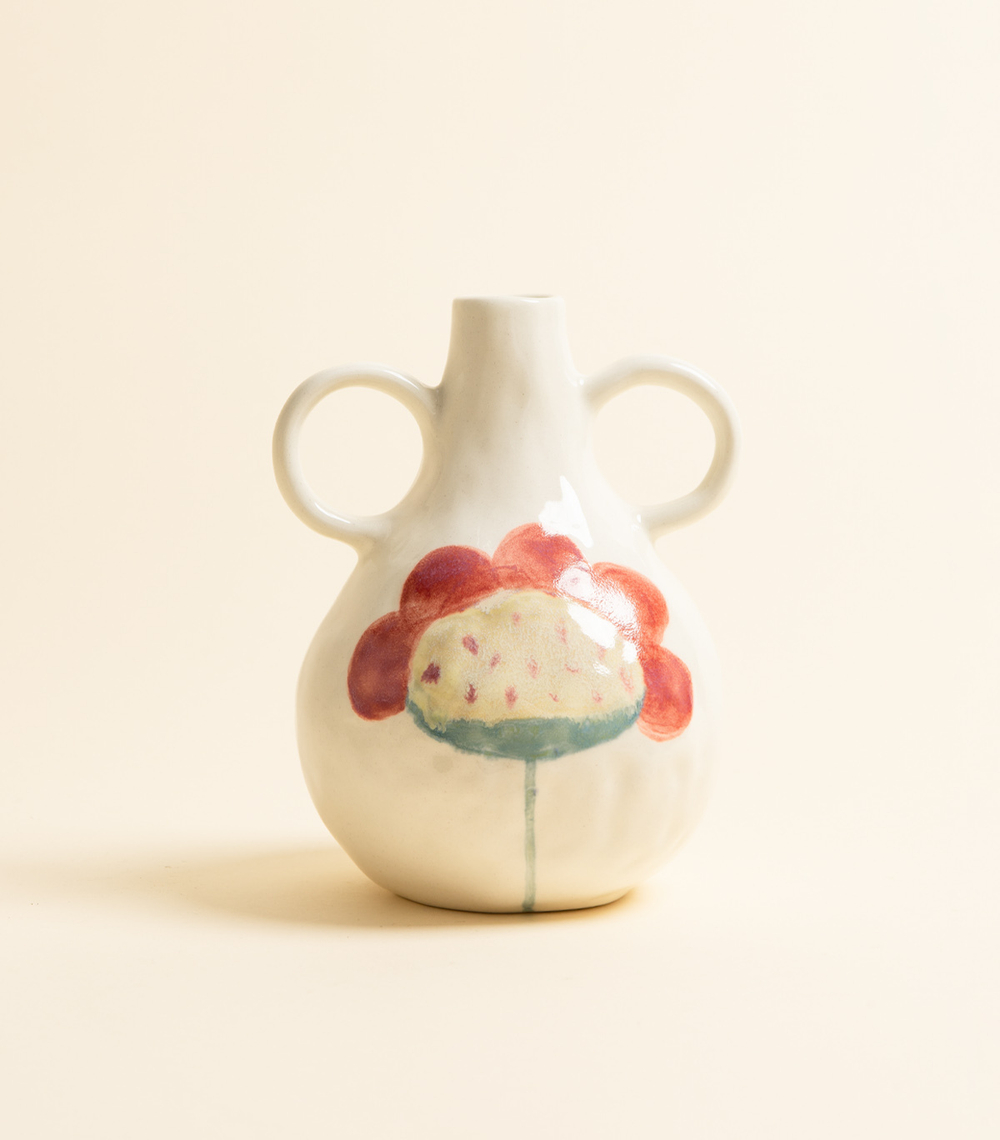 Ваза с ушками - Бордовый цветок-солнышко | katybo