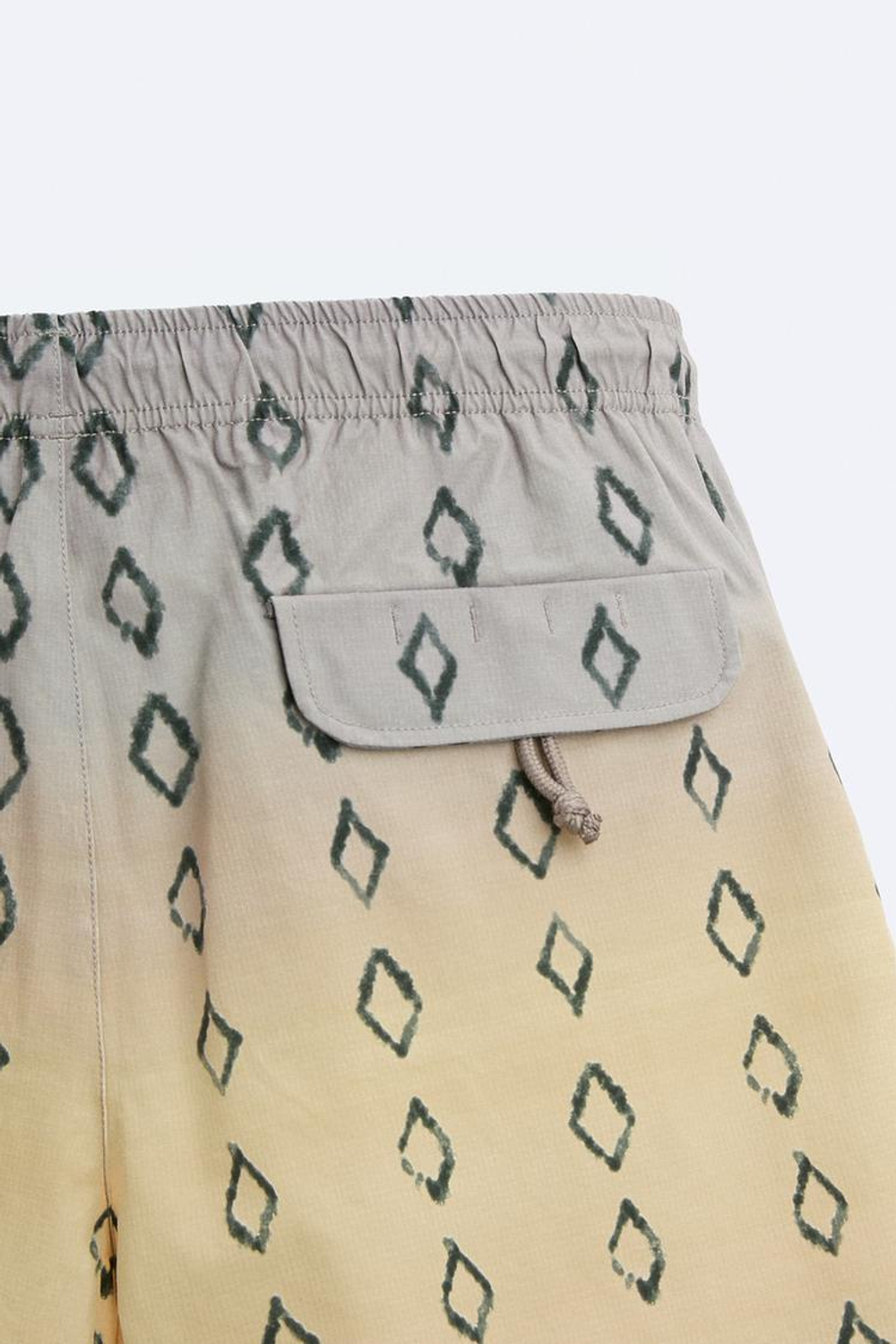 ZARA ДЛИННЫЕ ПЛАВКИ С ПРИНТОМ С ЭФФЕКТОМ ОМБРЕ, ПАСТЕЛЬНО-ЖЕЛТЫЙ