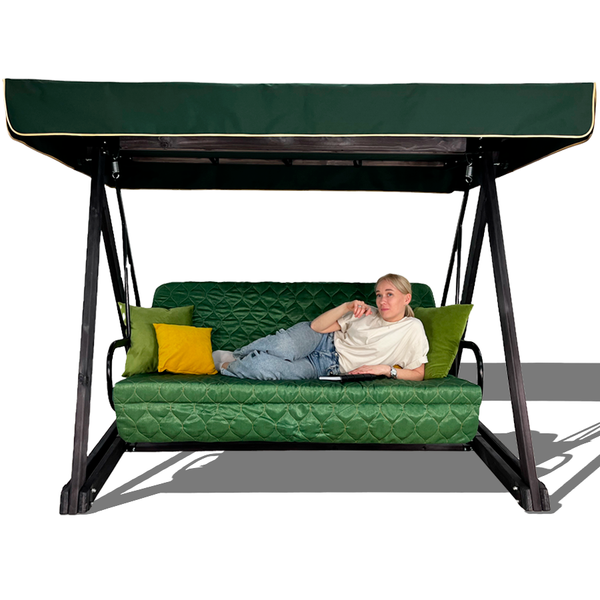 Деревянные садовые качели ВЕРСАЛЬ ЛЮКС зелёный