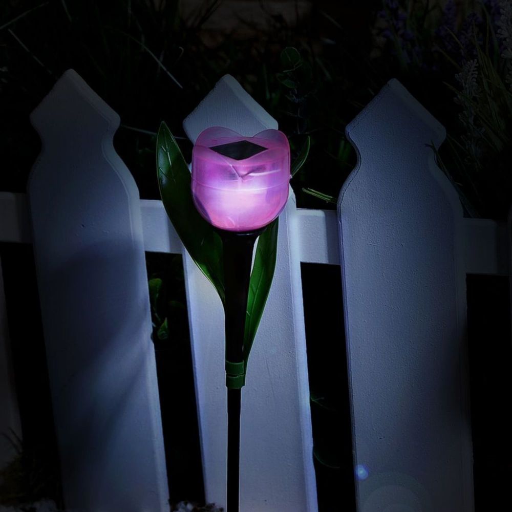 USL-C-451-PT305 PINK TULIP Садовый светильник на солнечной батарее Розовый тюльпан. Белый свет. 1xLR аккумулятор в-к. IP44. TM Uniel.