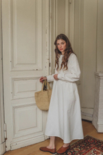 Платье оверсайз с защипами на груди из джинсы Айвори