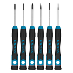 Набор отверток для точной механики, CrMo, двухкомпонентные рукоятки, 6 шт, пластиковый бокс Gross