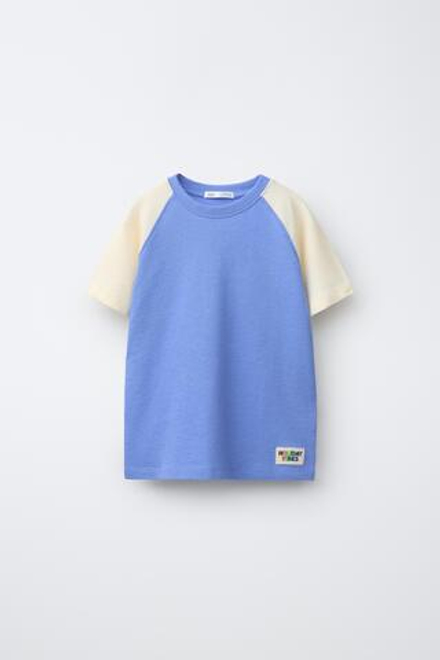 ZARA ПИЖАМА С ТЕКСТУРОЙ И ЭТИКЕТКОЙ, СИНИЙ