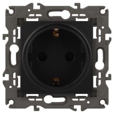 Розетка 1-м СП Эра Elegance 14-2101-05 16А IP20 16AX 250В 2P+E Schuko антрацит Эра Б0034269
