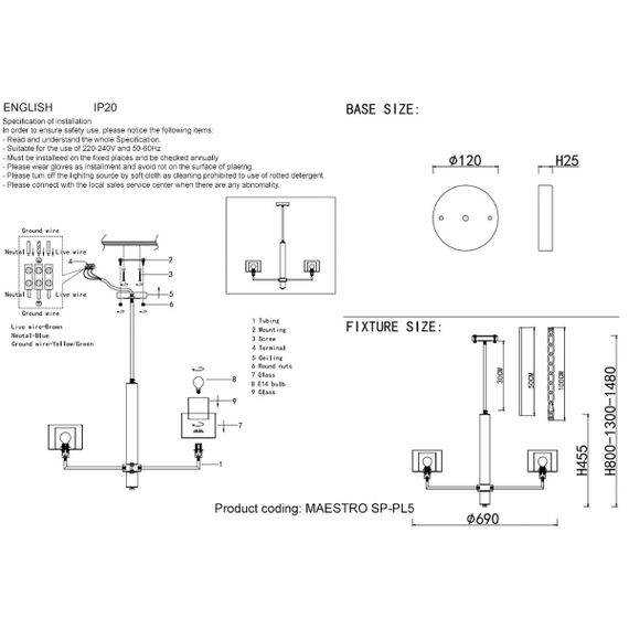 Подвесная люстра Crystal Lux Maestro SP-PL5 Gold