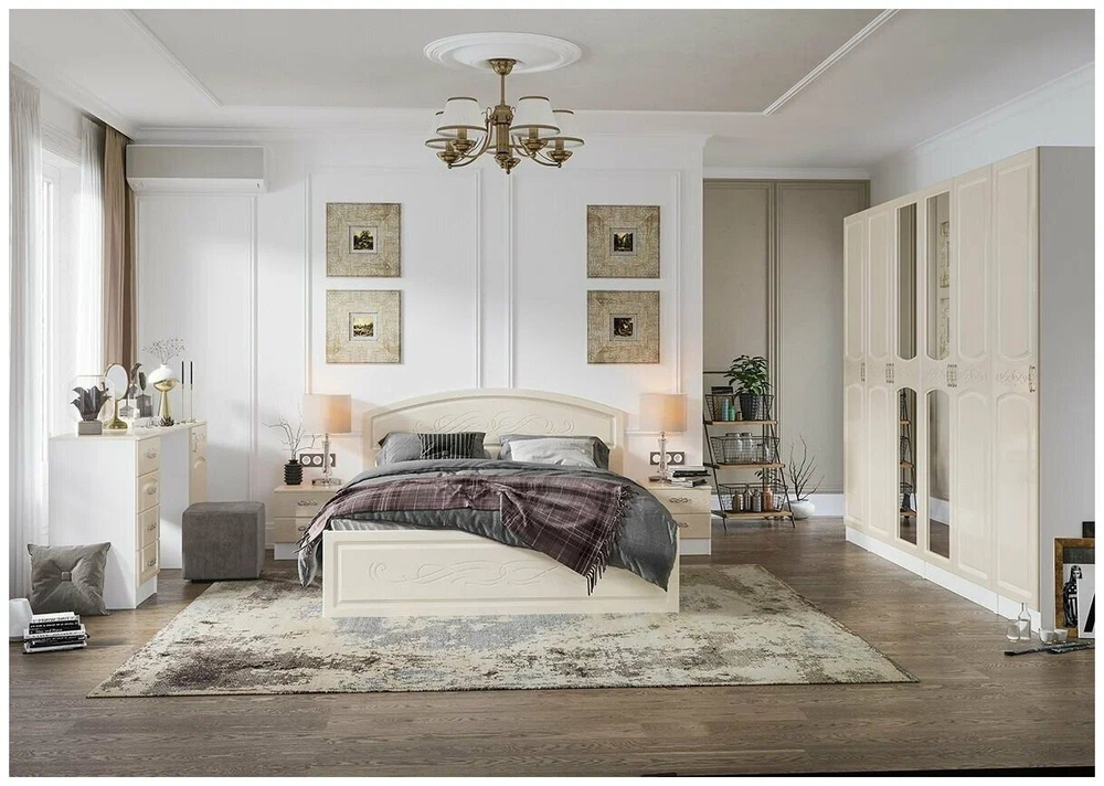 Кровать София 160х200, белый/бежевый