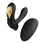 Чёрный вибромассажёр в трусики 8,5см с насадкой и пультом ДУ + управление через приложение Zalo Aya Wearable Vibrator Obsidian Black