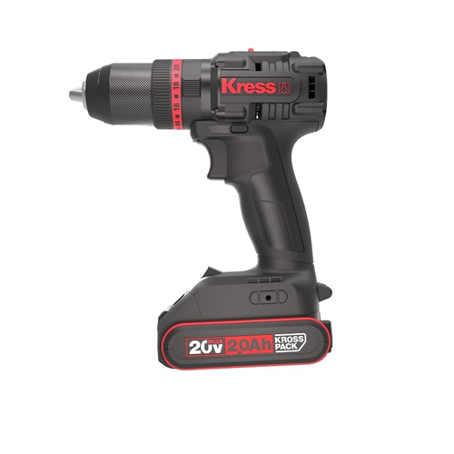Дрель-шуруповерт 20V Kress ударная, бесщеточная, 60Нм, 2хАКБ 2Ач и ЗУ