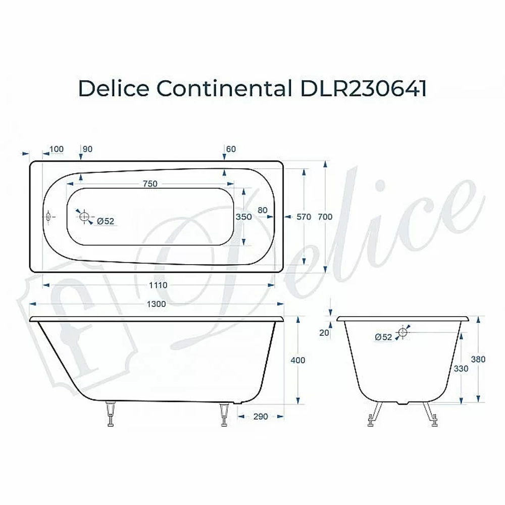 Ванна Delice Continental Elite 130х70 DLR230640 130х70 белая