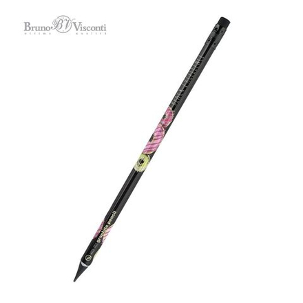 Карандаш ч/гр BV "Black Excellence. Донат рулит!" с ластиком, грифель 3мм, пластик.корпус, НВ