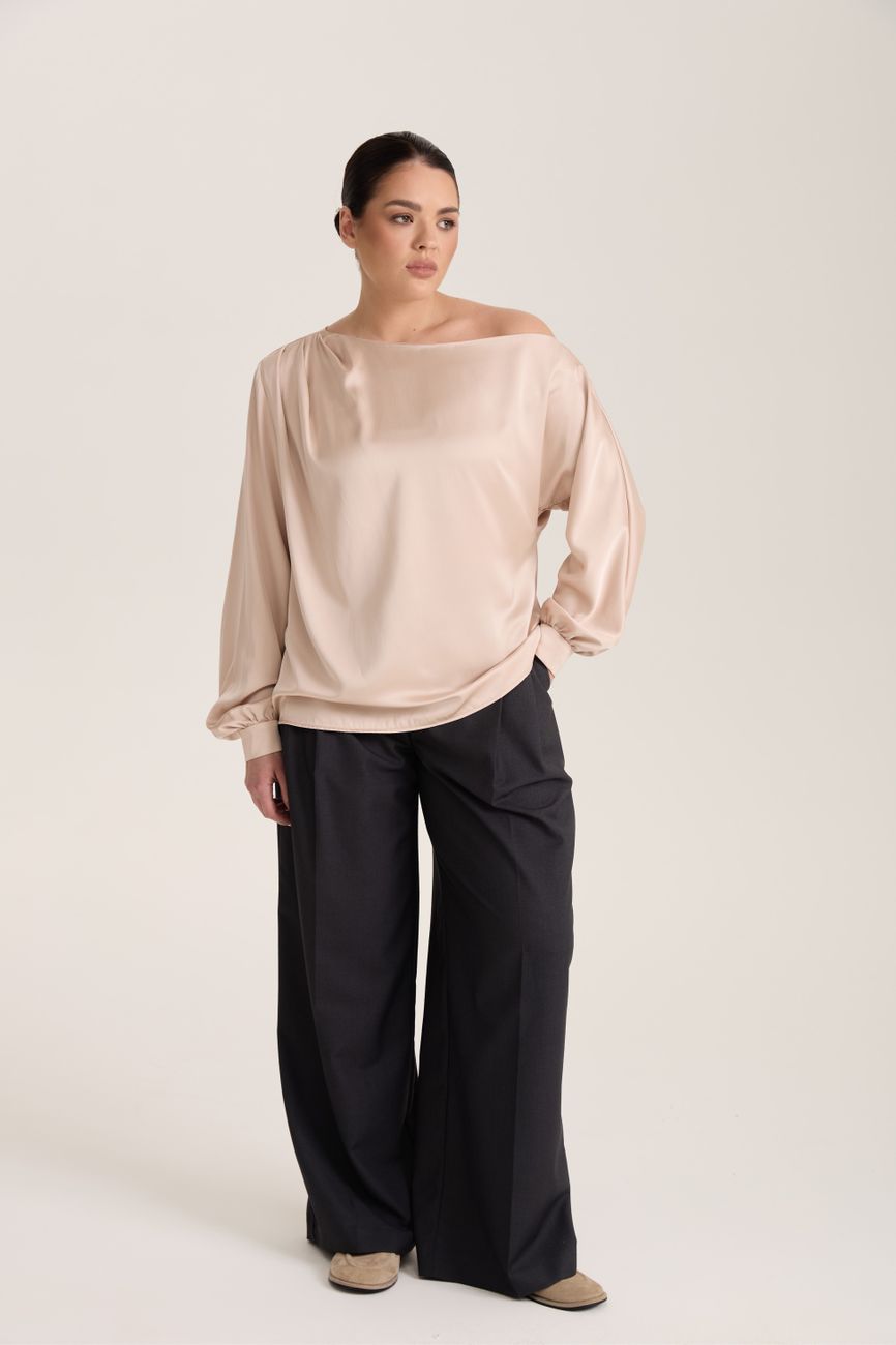 Блузка со спущенным плечом, сливочный