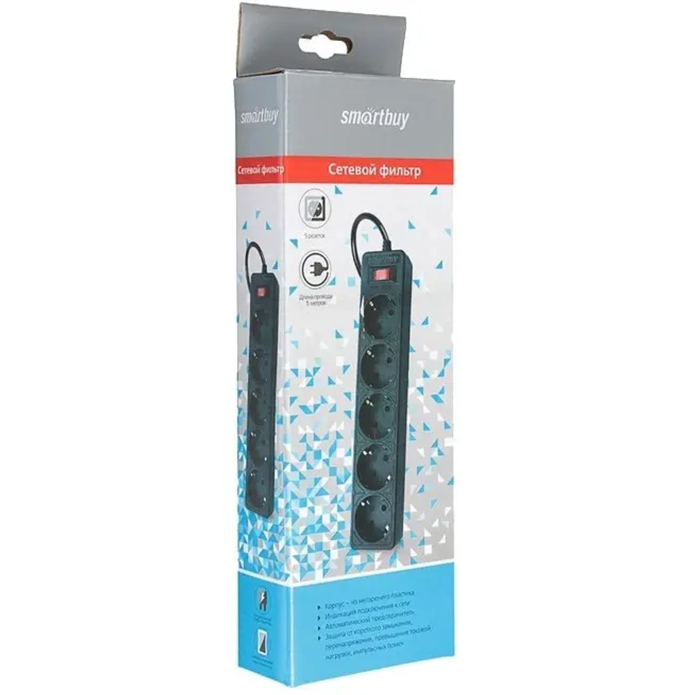 Сетевой фильтр SmartBuy One 5гнёзд 5м 2200Вт черный (35)
