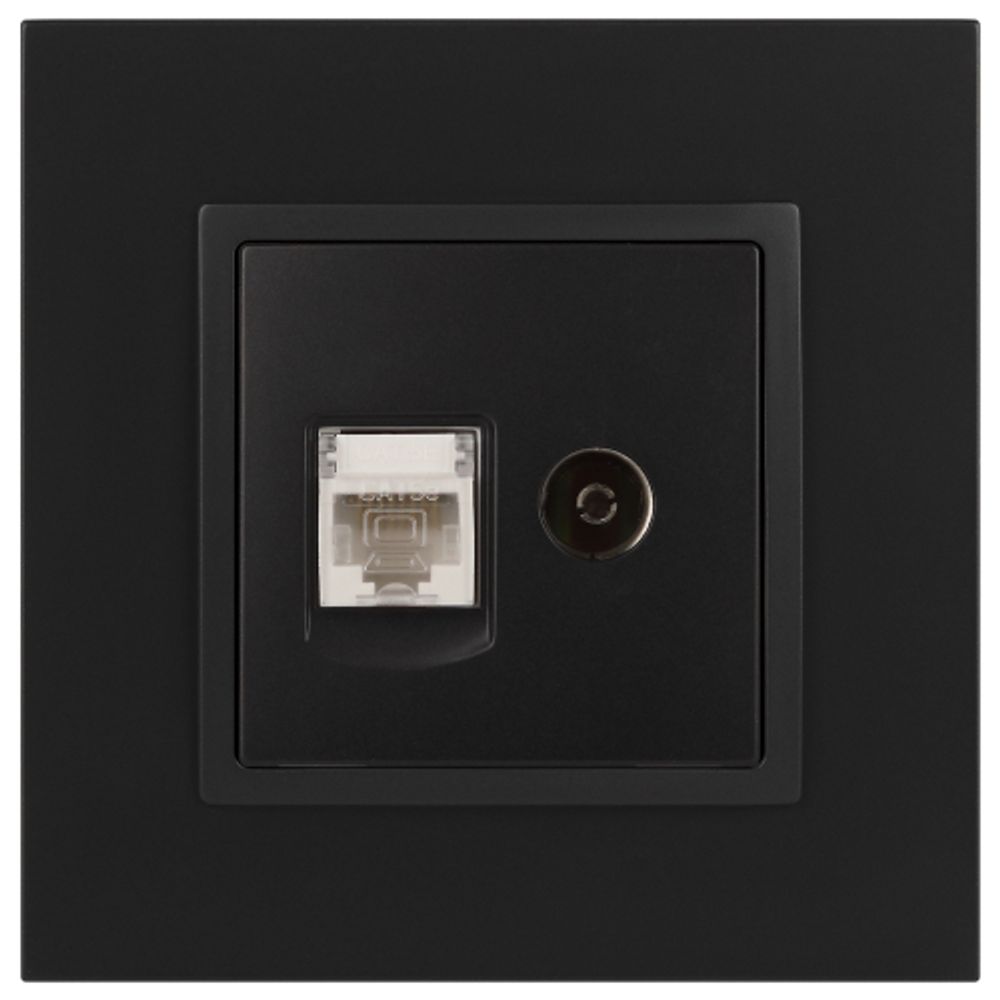 14-3110-05 ЭРА Розетка RJ45+TV, IP20, антрацит