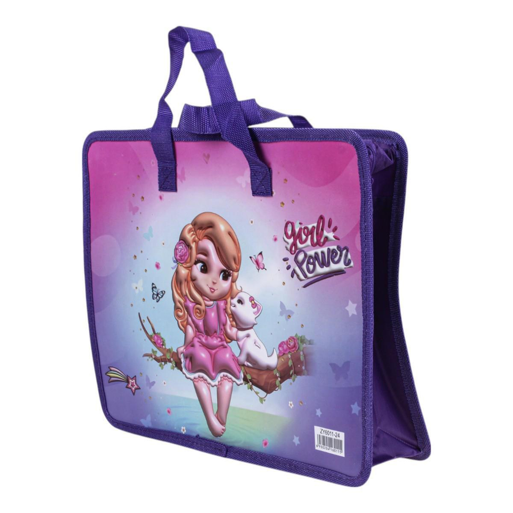 Папка с ручками А4, пластик, на молнии, 80мм, микс 12 дизайнов.