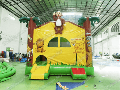 Коммерческий надувной батут "Джунгли" с крышей