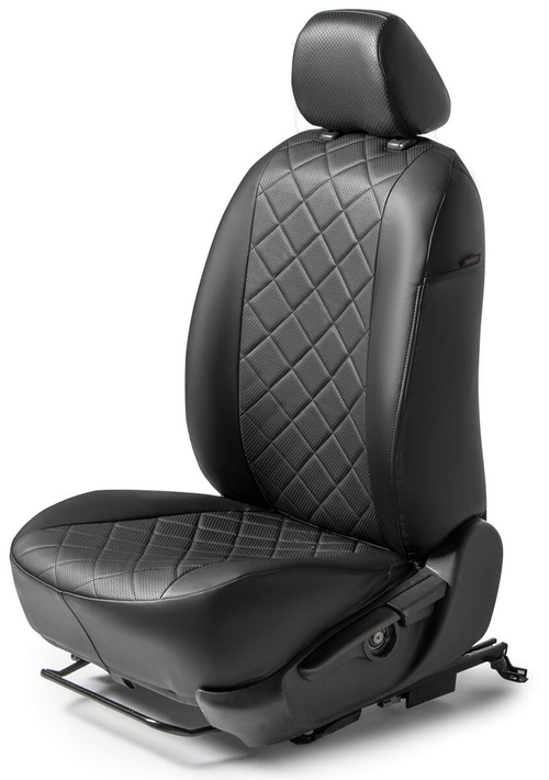 Авточехлы Rival Ромб (зад. спинка 40/60) для сидений Skoda Octavia A8 лифтбек (с задним подлокотником) 2020-н.в., эко-кожа, черные, SC.5110.2
