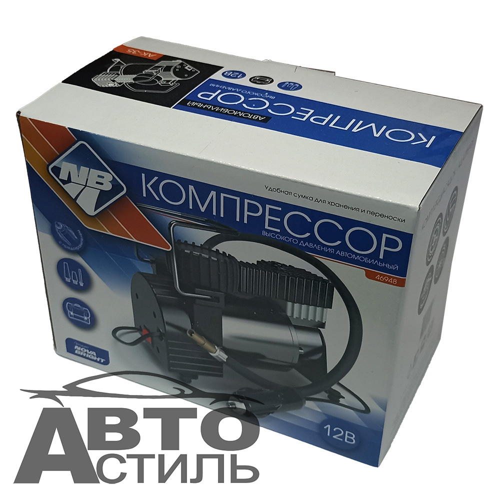 Компрессор Nova Bright 12V,АК-35, до 35л/мин 46948 металл корпус,в сумке