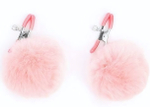 Зажимы для сосков с розовым пушком (Цвет: розовый)