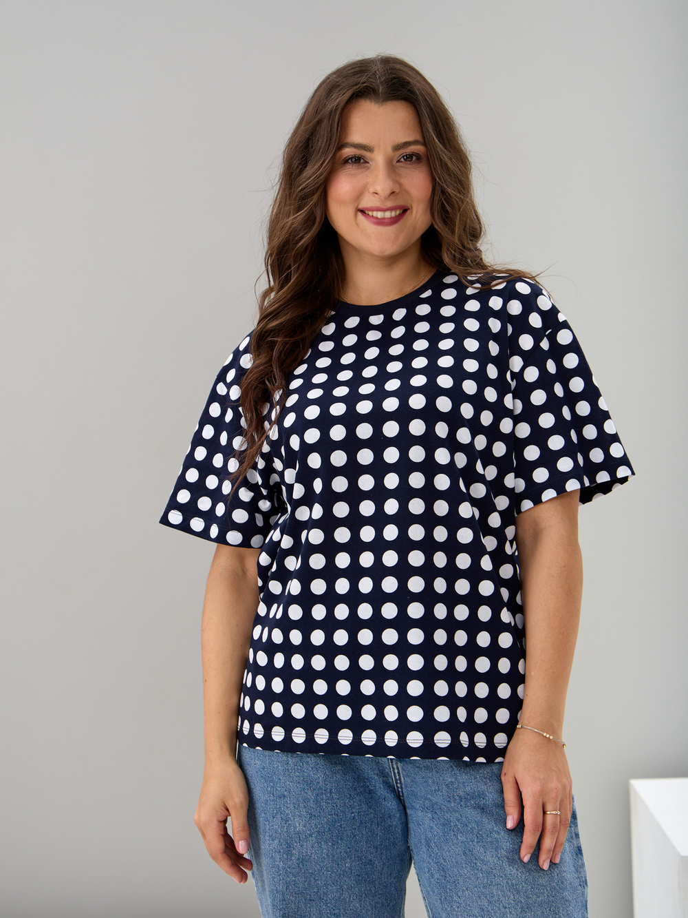 Футболка Фк-193/синий-крупныйгорох