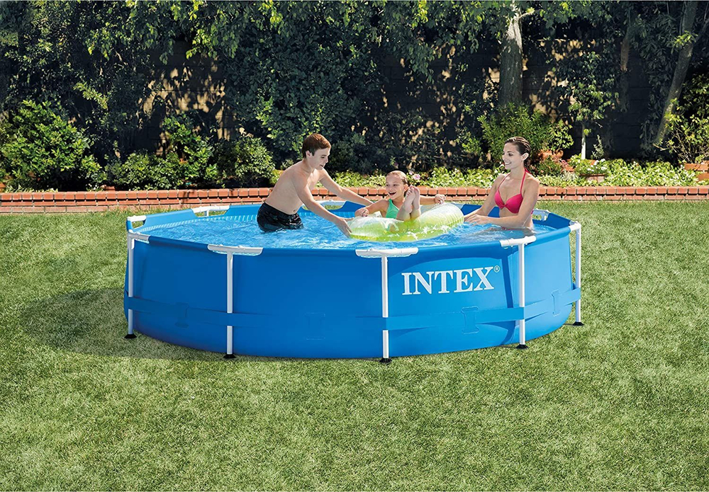 Каркасный бассейн 305х76 см Intex 28200, круглый семейный бассейн для дачи Metal Frame 4485 л