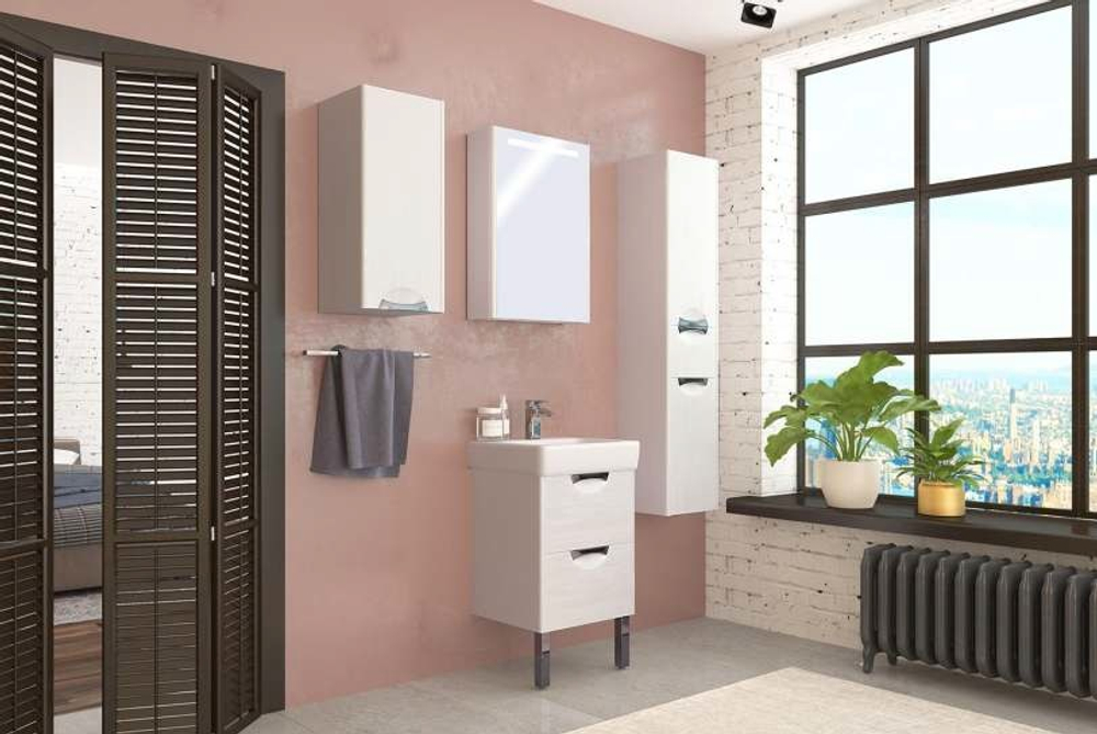 Пенал подвесной Акватон СИЛЬВА левый, Дуб Полярный