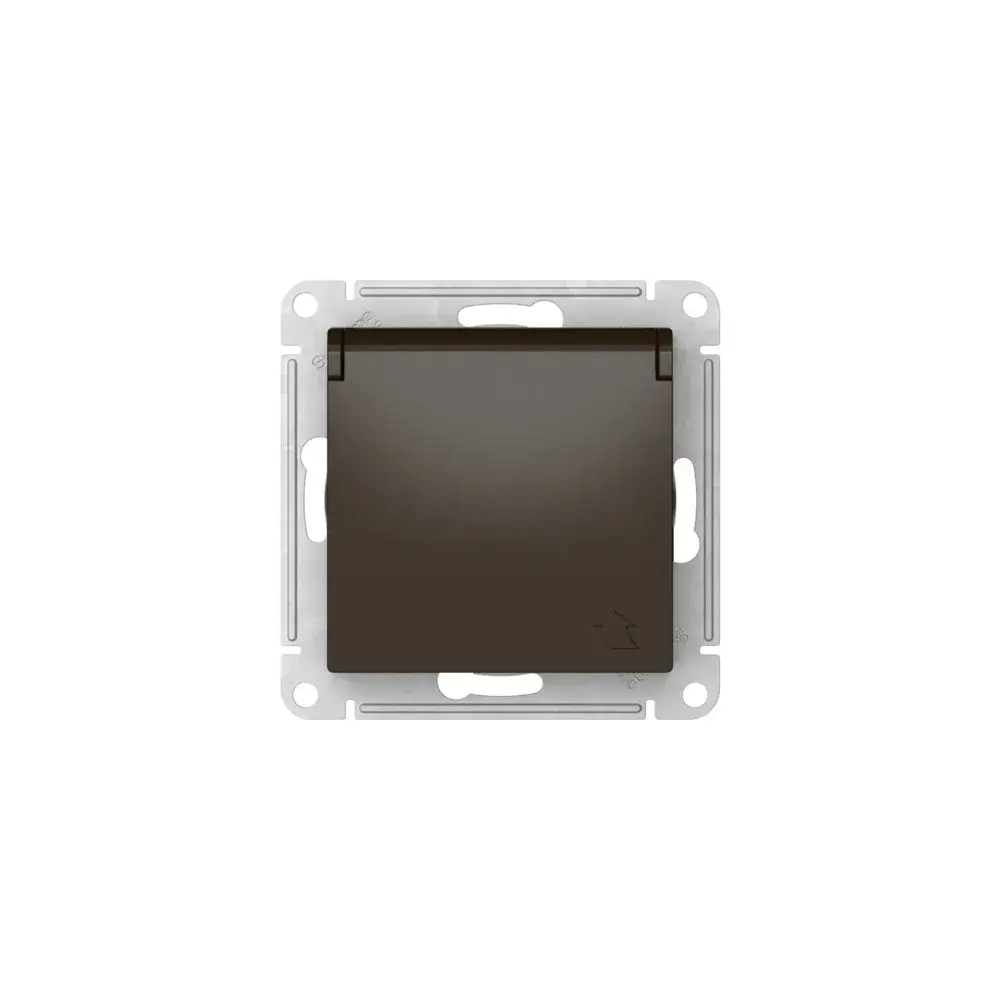 ATLASDESIGN РОЗЕТКА с заземлением со шторками с крышкой,16А,IP20, мех.,быстрозажим. клем., МОККО