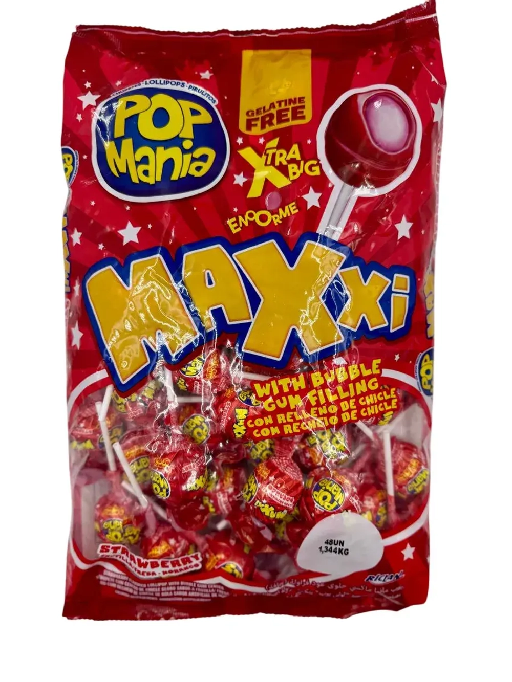 Чупа- Чуп с жвачкой Pop Mania ксо вкусом клубники