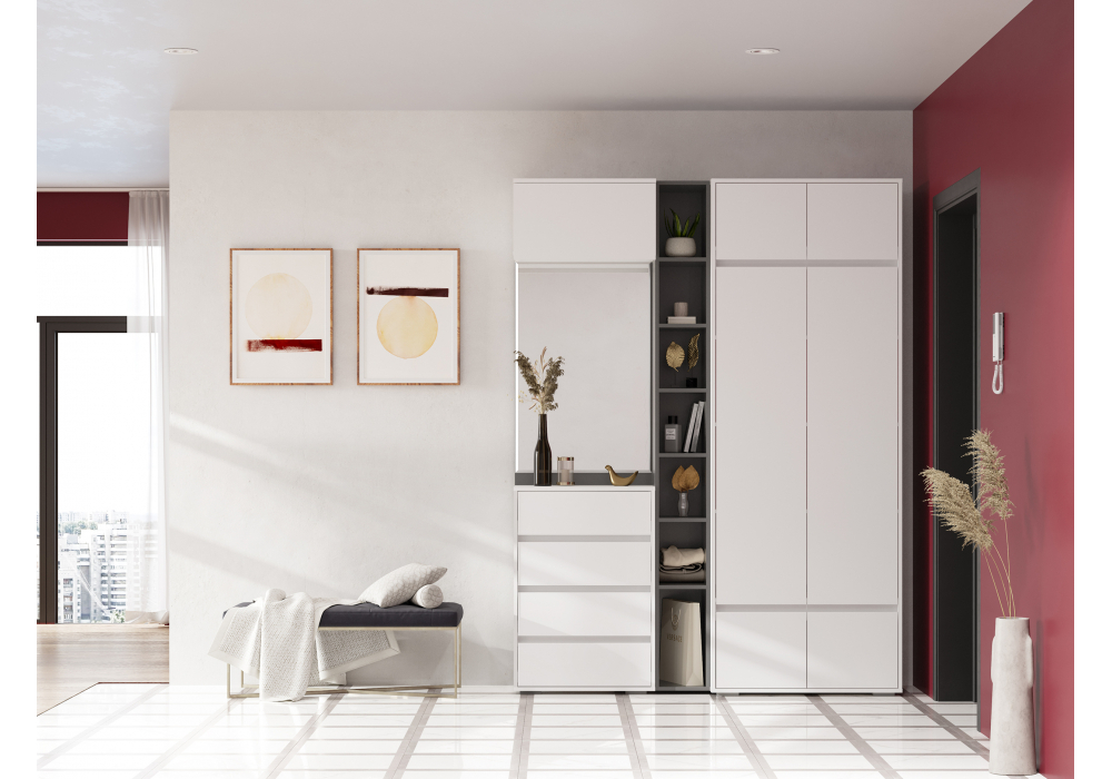 Корпусная мебель Woodville Роут белый, графит комплектация 4